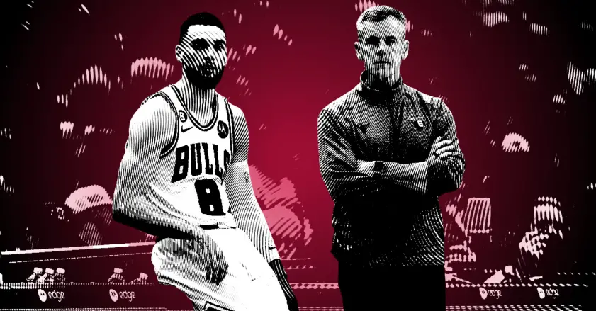 Zach Lavine and Billy Donovan of the Chicago Bulls